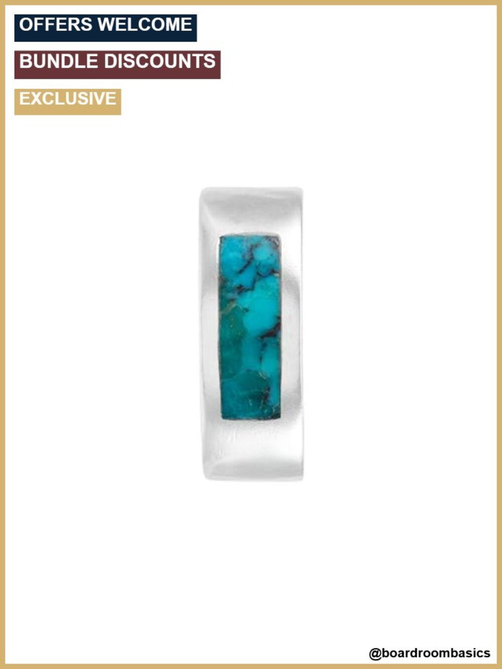 Sterling Silver Compressed Teal Turquoise Ear Cuff Slip-On